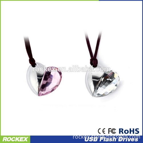 Jewelry USB drives heart shape flash memory crystal gift USB for promotion